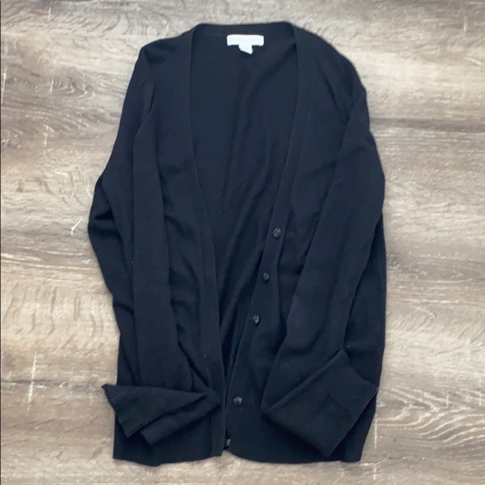 Black, button up sweater